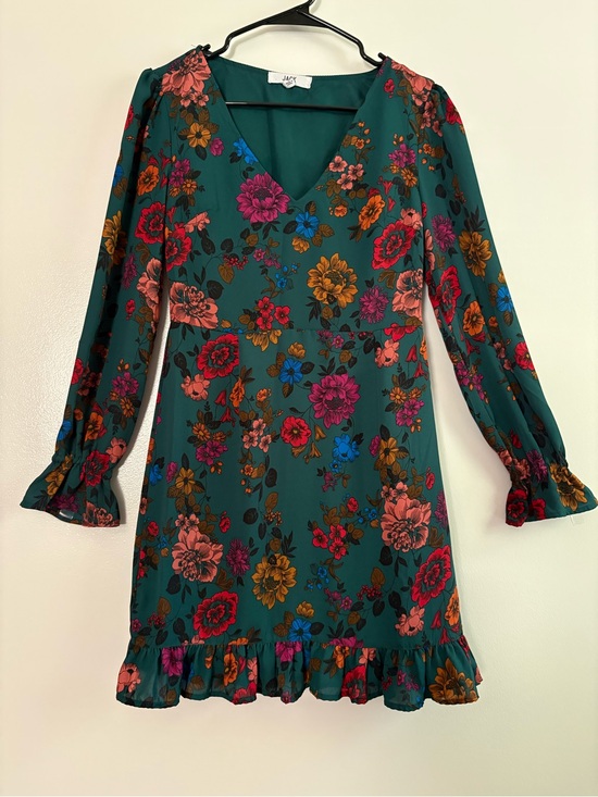 Jack by BB Dakota Dresses & Skirts - Jack by BB Dakota Size 0 Teal Floral Mini Dress Bishop Style Sleeves